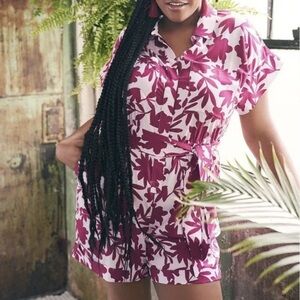 Eloquii cuffed floral print romper 16